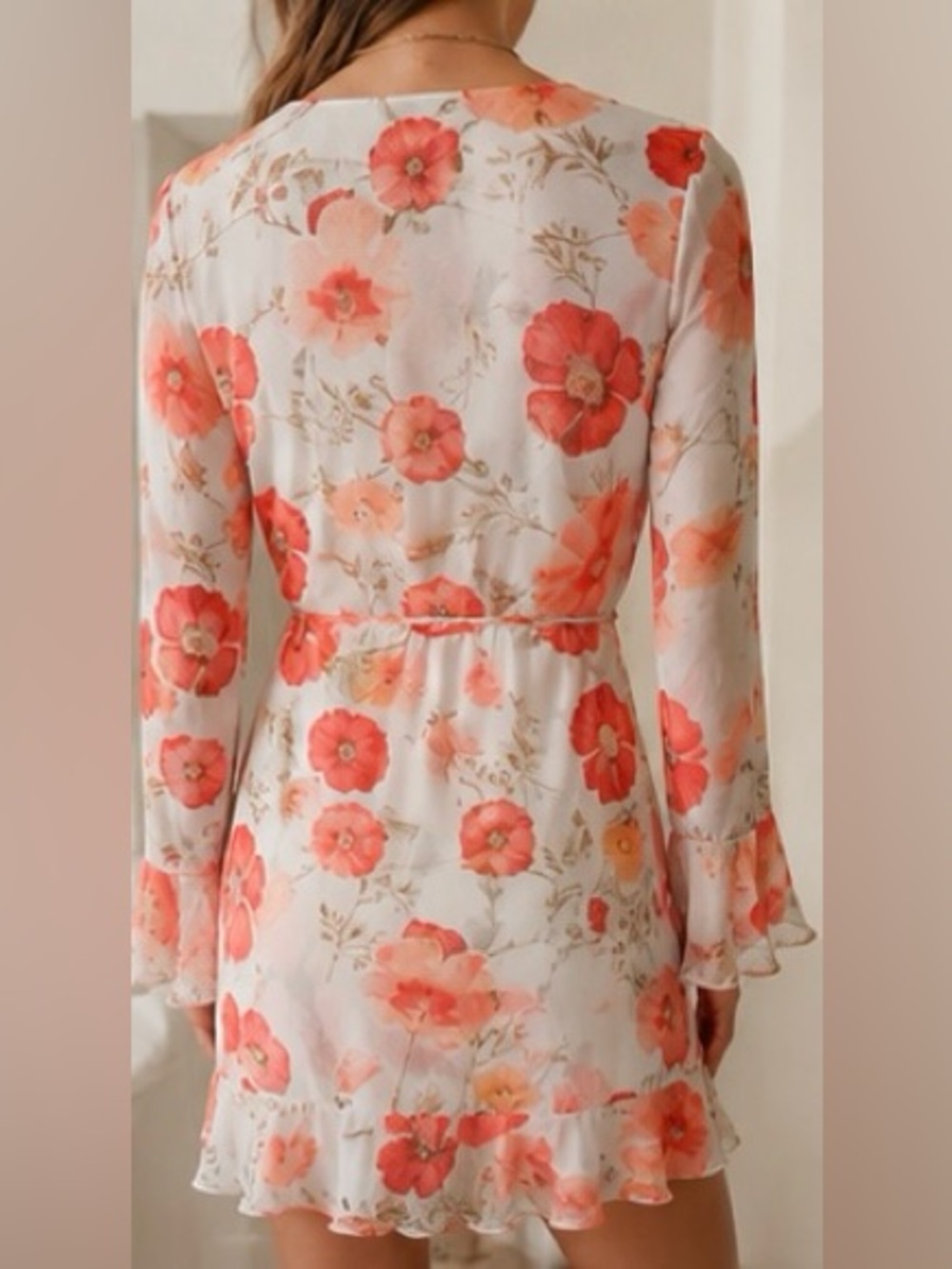 Lulus Floral Mini Wrap Dress Size S Like New Wedding Guest Cottagecore - Picture 3 of 6